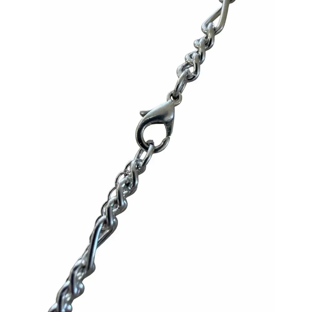 Silver Tone Rhinestone Cross Pendant Necklace Black & Clear Statement